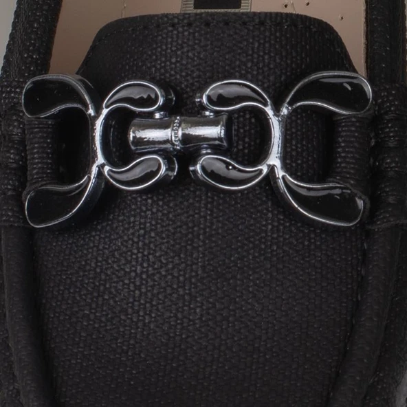 Trend Adımlar Siyah Comfort Denim Kadın Düz Babet - Resim 4