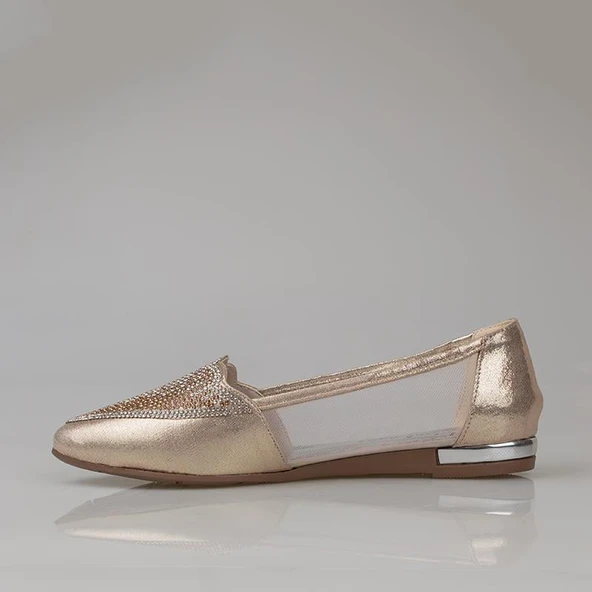 Trend Adımlar Gold Taş İşlemeli Kadın Babet - Resim 2