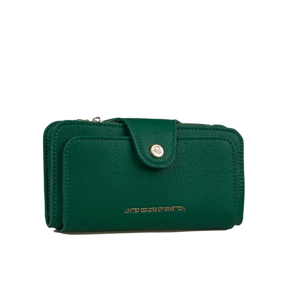 Benetton Yeşil Sofline Kadın Deri Geniş Cüzdan BNT 1443 - 1