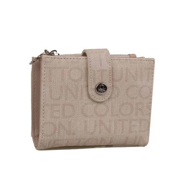 Benetton Bej Monogram Eskitme Kadın Kartlık Cüzdan BNT 1310 ürün görseli