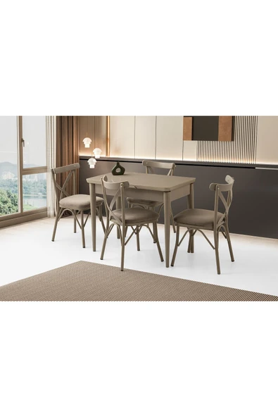 Rüzgar Hg Masa, Bahar Çapraz Sandalye, Cappicino, 100x60 ürün görseli