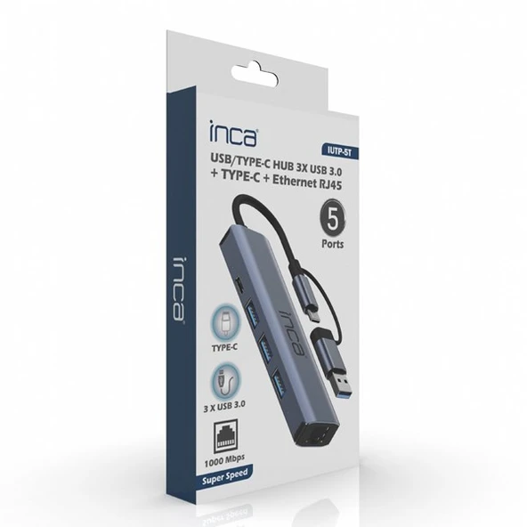 INCA IUTP-5T Gigabit USB Çoklayıcı USB 3.0,TYPEC Ethernet - Resim 6