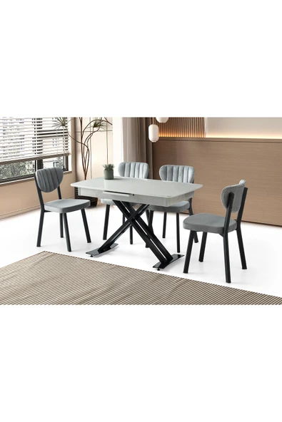 Otranto Hg Masa, Çakıl Sandalye, Açık Gri, 120x70 - 1