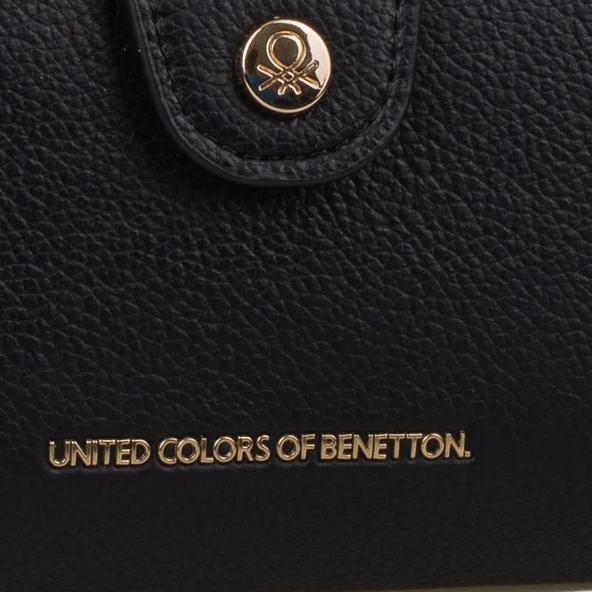 Benetton Siyah Sofline Kadın Deri Geniş Cüzdan BNT 1443 - 2