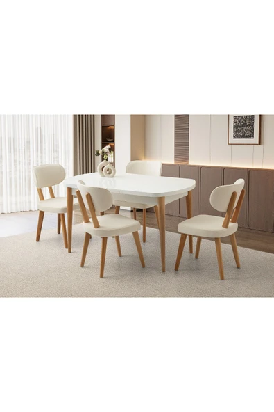 Mono Kaşıklıklı Masa, Sirius Sandalye, Beyaz, 140x80 ürün görseli