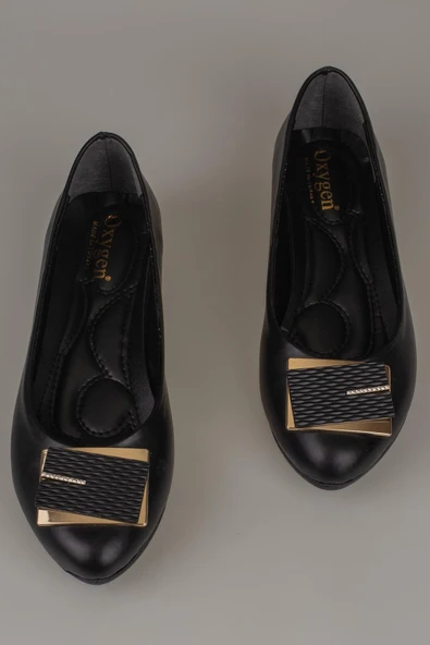 Trend Adımlar Siyah Taş İşlemeli Kadın Klasik Babet - Resim 3