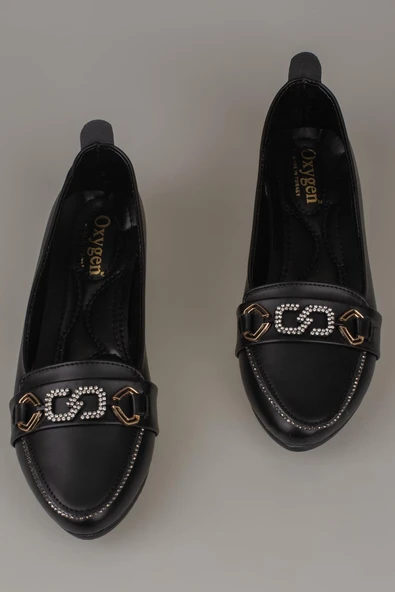 Trend Adımlar Siyah Comfort Taş İşlemeli Kadın Babet - Resim 3