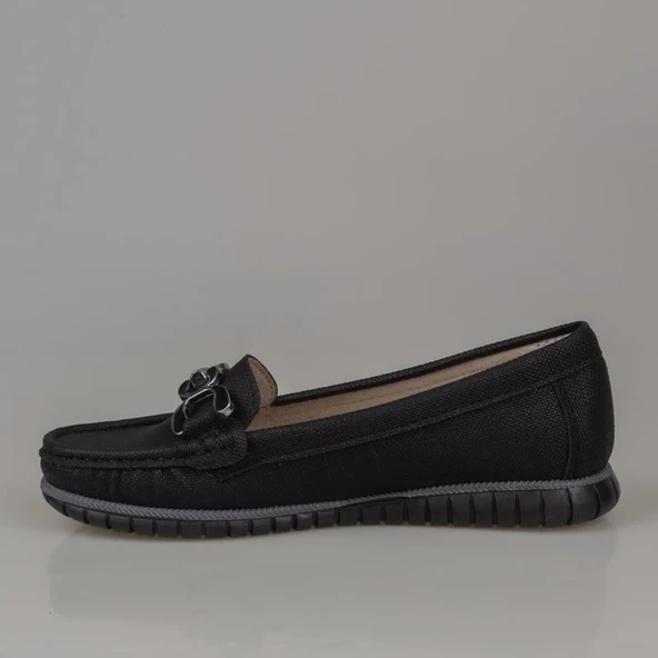 Trend Adımlar Siyah Comfort Denim Kadın Düz Babet - Resim 2