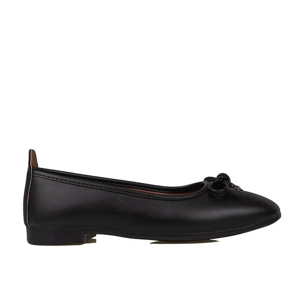 Trend Adımlar Siyah Mat Fiyonk Bağlama Düz Babet - Resim 2