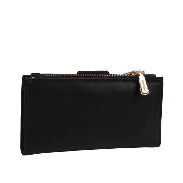 Levidor Siyah Düz Kemerli Kadın Cüzdan - Resim 2