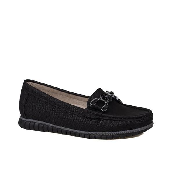 Trend Adımlar Siyah Comfort Denim Kadın Düz Babet ürün görseli