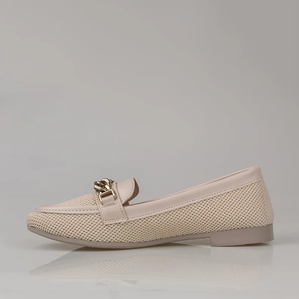 Trend Adımlar Krem Hasır Dokuma Kadın Babet - Resim 3