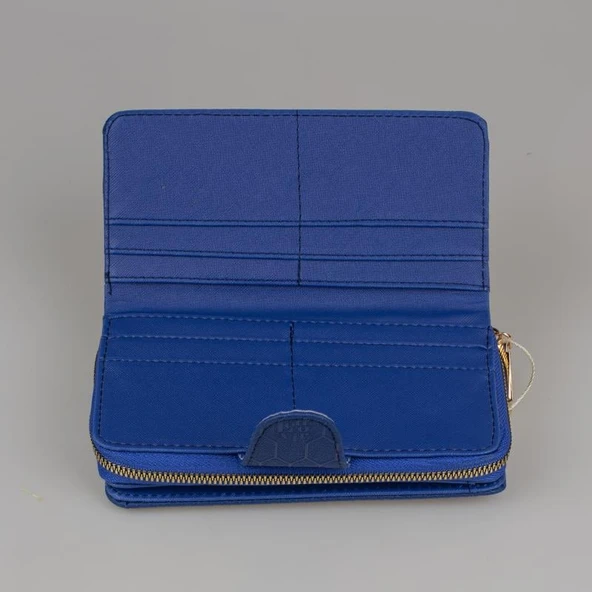 Levidor Saks Mavi Kapaklı Kadın Monogram Cüzdan - Resim 3