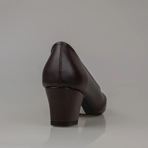 Trend Adımlar Kahverengi Kesik Burun Özel Üretim Kadın Klasik Ayakkabı - Resim 5