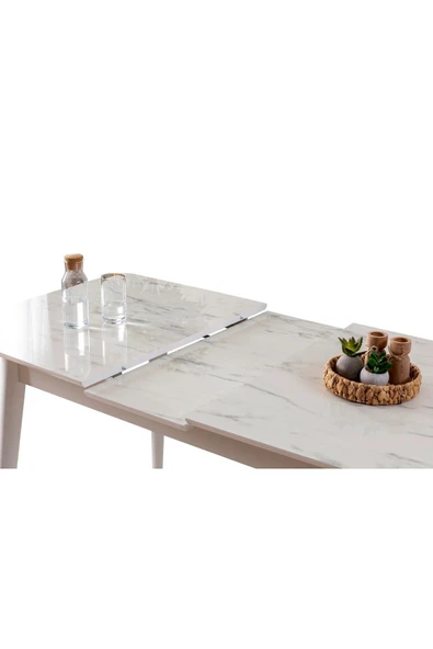 Madrid Hg Masa, Kapalı Alman Sandalye, Marmo, 120x70 - Resim 3