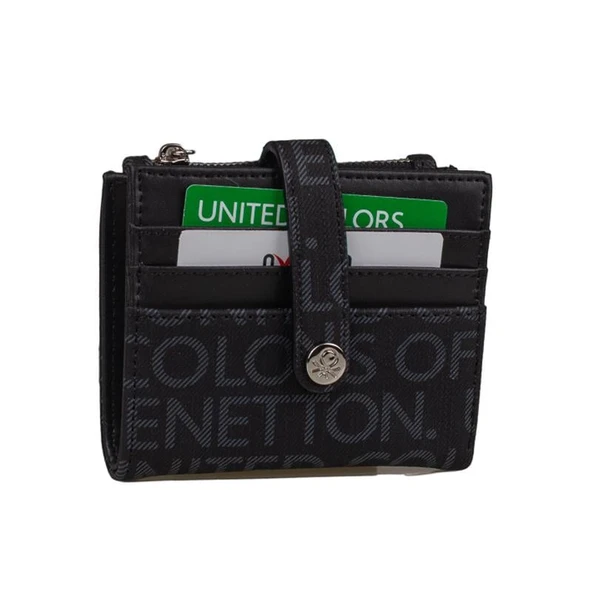 Benetton Siyah Monogram Eskitme Kadın Küçük Kartlık BNT 1309 ürün görseli