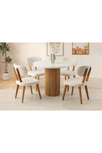 Eksen Açılır Masa, Sirius Sandalye, Kar Beyaz, 100x100 ürün görseli