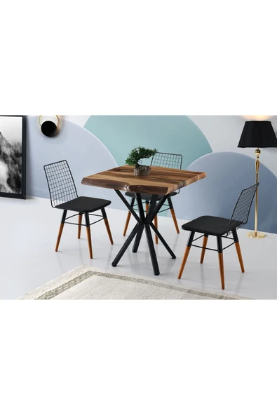 Teselya Masa, Ahşap Kolsuz Sandalye, Ceviz, 80x80 ürün görseli