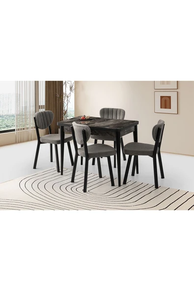 Rotary Masa, Çakıl Sandalye, Siyah, 100x65 ürün görseli