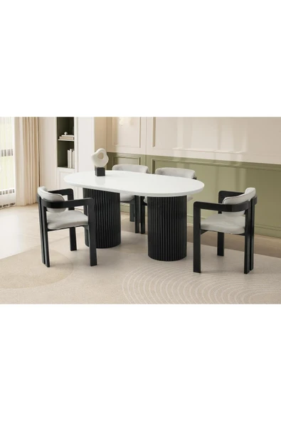 Azura Masa, Bera Sandalye, Kar Beyaz, 160x90 ürün görseli