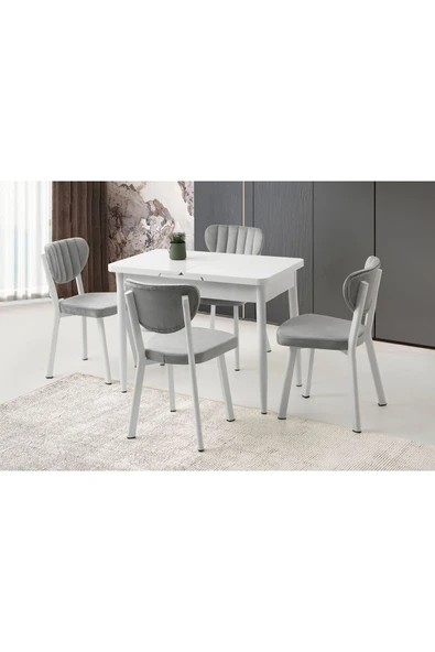 Sima Kelebek Masa, Çakıl Sandalye, Beyaz, 100x60 ürün görseli