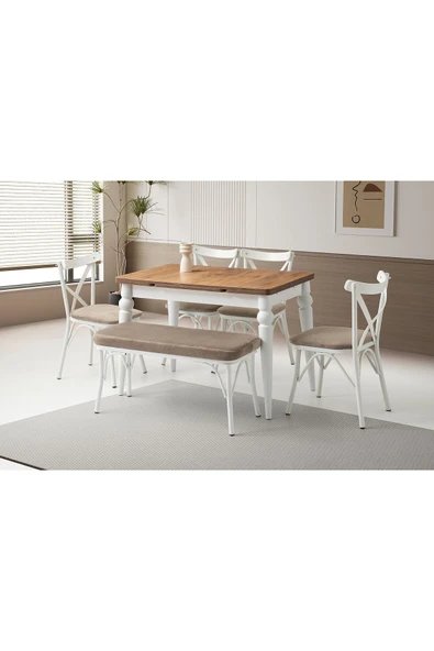 Royal Masa, Bahar Çapraz Sandalye Bank Takımı, Dışbudak, 110x70 ürün görseli