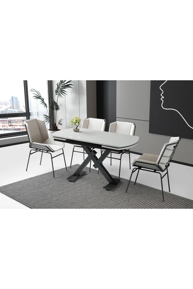 Steel Hg Masa, Fıera Sandalye, Açık Gri, 130x80 ürün görseli