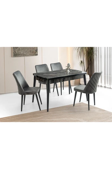 Sima Kelebek Masa, Tilya Sandalye, Siyah, 130x80 ürün görseli