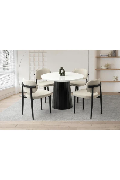 Atina Hg Masa, Perla Sandalye, Kar Beyaz, 100x100 ürün görseli