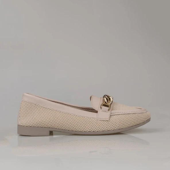 Trend Adımlar Krem Hasır Dokuma Kadın Babet - Resim 2