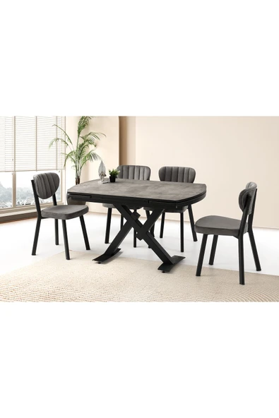 Steel Masa, Çakıl Sandalye, Retro Gümüş, 130x80 ürün görseli