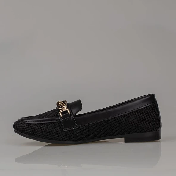 Trend Adımlar Siyah Hasır Dokuma Kadın Babet - Resim 3