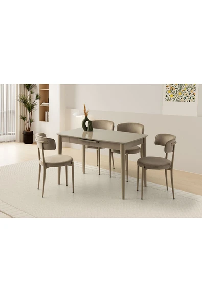 Madrid Hg Masa, Armoni Sandalye, Cappicino, 120x70 ürün görseli