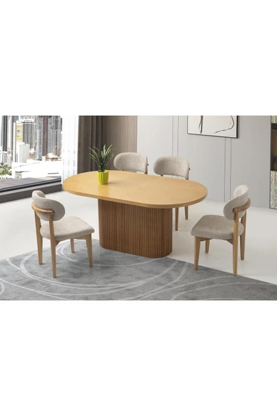 Azura Masa, Umay Sandalye, Natural, 160x90 ürün görseli