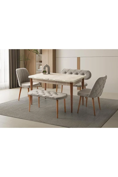 Argun Kapitone Bank Takımı, Traverten, 130x80 ürün görseli