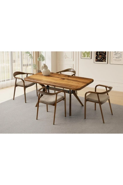 Meriç Masa, Mistral Sandalye, Ceviz, 160x90 ürün görseli