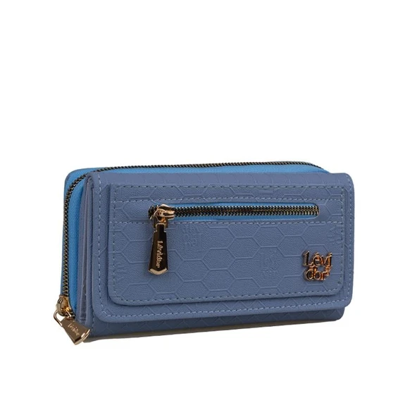 Levidor Mavi Kadın Monogram Lisans Baskılı Cüzdan ürün görseli