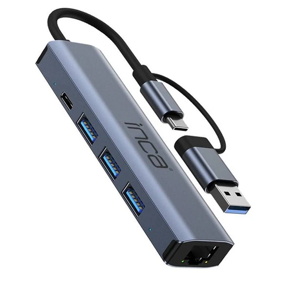 INCA IUTP-5T Gigabit USB Çoklayıcı USB 3.0,TYPEC Ethernet ürün görseli