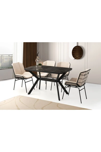 Zümrüt Masa, Fiera Sandalye, Irony Hg, 130x80 ürün görseli