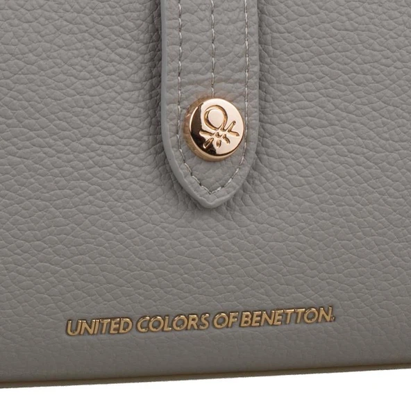 Benetton Gri Kadın Deri Yumuşak Geniş Cüzdan BNT 1241 - 2