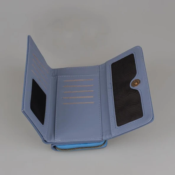 Levidor Mavi Kadın Monogram Lisans Baskılı Cüzdan - Resim 3