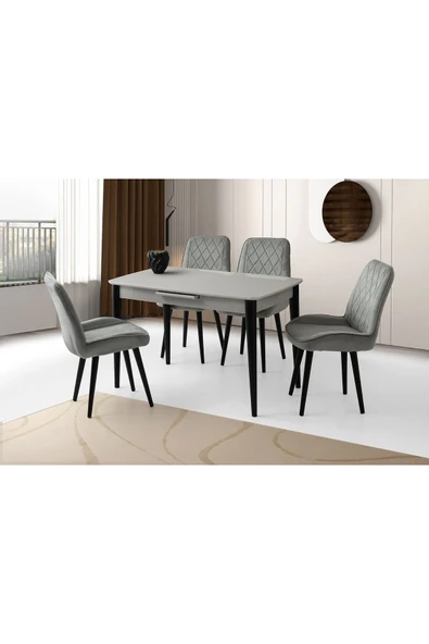 Madrid Hg Masa, Alora Sandalye, Açık Gri, 120x70 ürün görseli