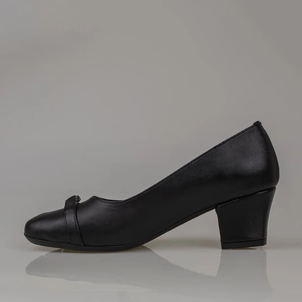 Trend Adımlar Siyah Taş Sarmalı Kadın Klasik Ayakkabı - Resim 3