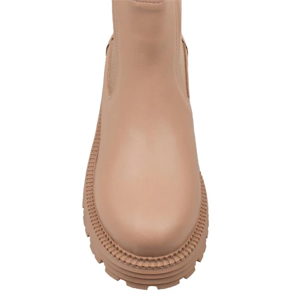 Trend Adımlar Sütlü Kahve Kalın Taban Kadın Chelsea Bot - Resim 4