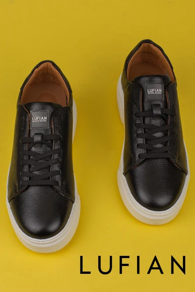 Lufian Siyah Tommy Erkek Deri Sneaker - Resim 5