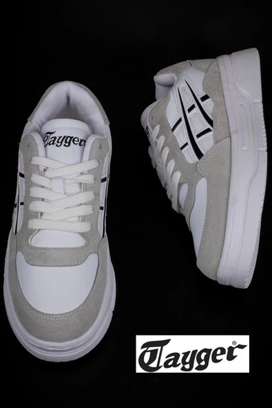 Tayger Beyaz Kalın Taban Unisex Nubuk Deri Sneaker - Resim 5