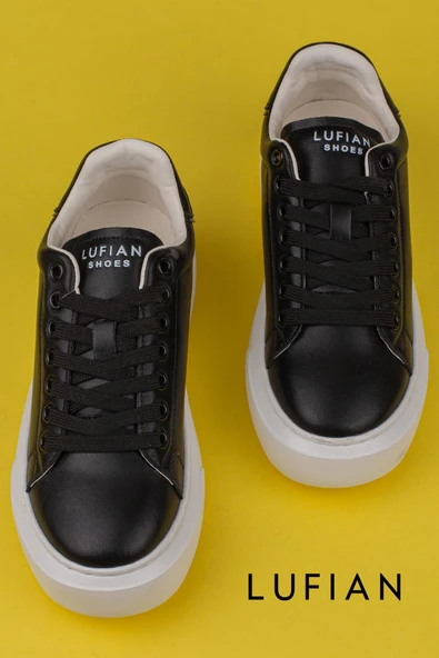 Lufian Siyah Amy Hakiki Deri Kadın Sneaker - Resim 5