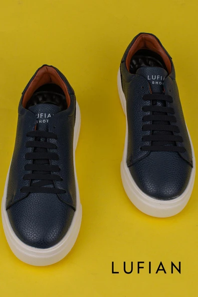 Lufian Lacivert Tommy Erkek Deri Sneaker - Resim 5