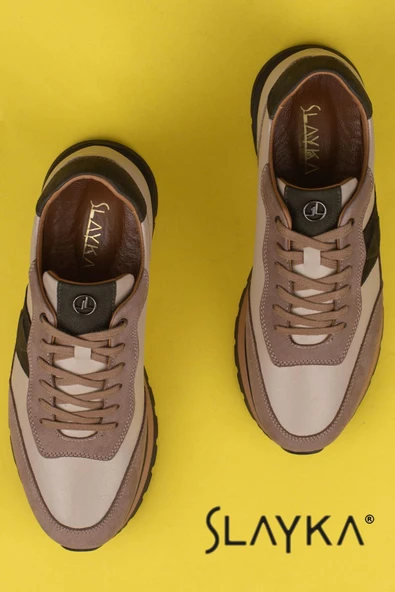 Slayka Krem Porp Erkek Hakiki Deri Casual Ayakkabı - Resim 5