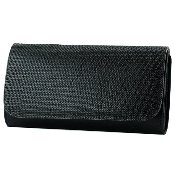 Erkan Saçmacı Siyah Kristal Taşlı Zincir Askılı Manyetik Kapaklı Abiye El Çantası